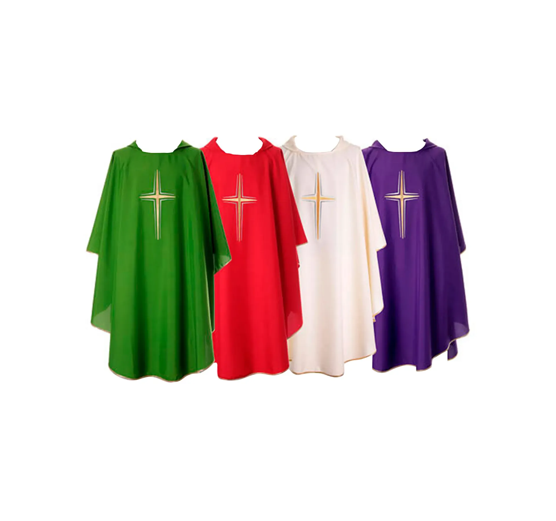 Kit de casullas 4 colores cruz bordada