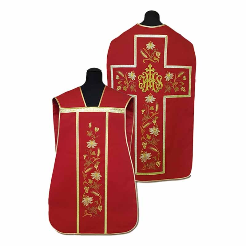 Casulla de guitarra roja JHS flores espigas