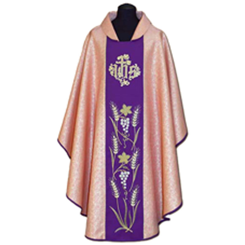 Casulla rosa y estolón morado JHS espigas