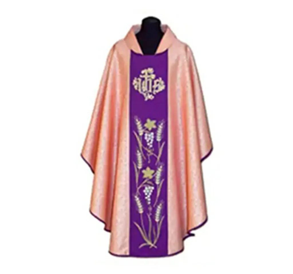 Casulla rosa y estolón morado JHS espigas