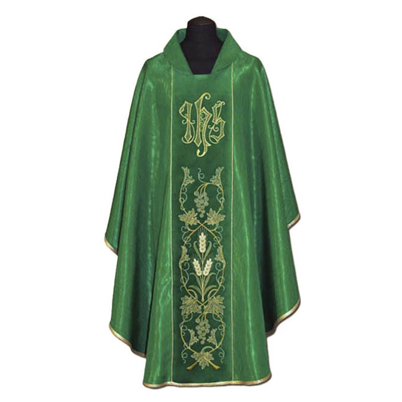 Casulla verde damasco JHS