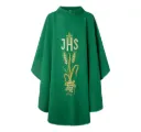 Casulla verde de lino JHS espigas