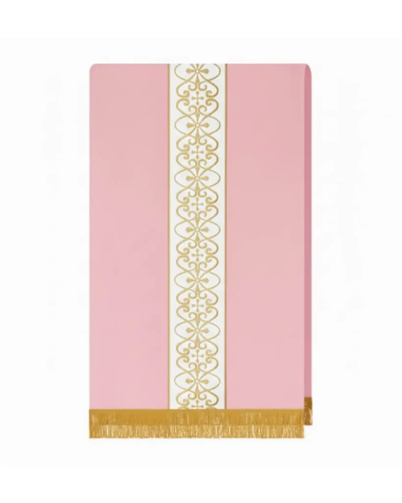 [4350] Cubre ambón rosa estolón blaco y dorado