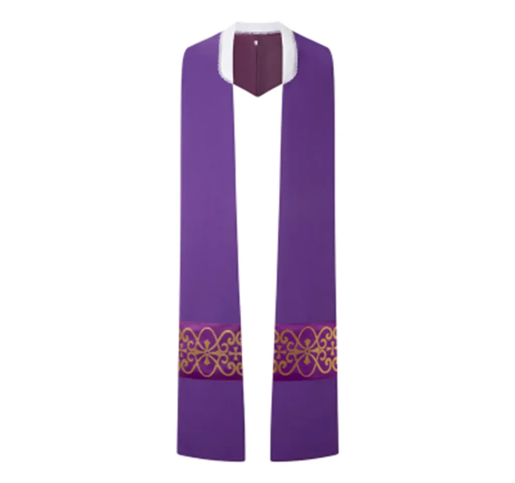 [4334] Estolón concelebración morado cruces