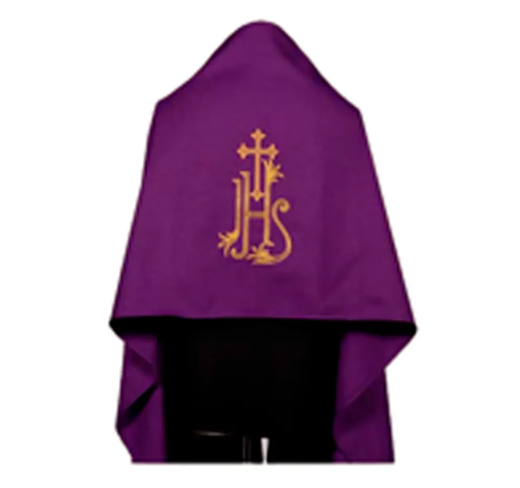 [1741] Paño de hombros morado JHS cruz