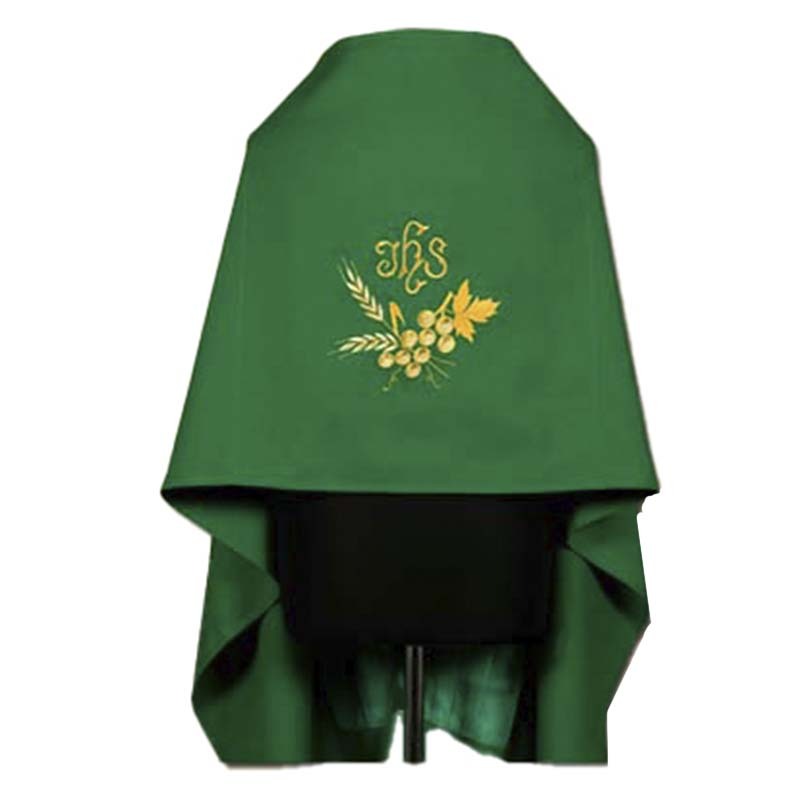 [1742] Paño de hombros verde JHS espigas uvas