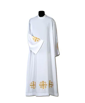 Alba sacerdote bordada cruz marron (152)