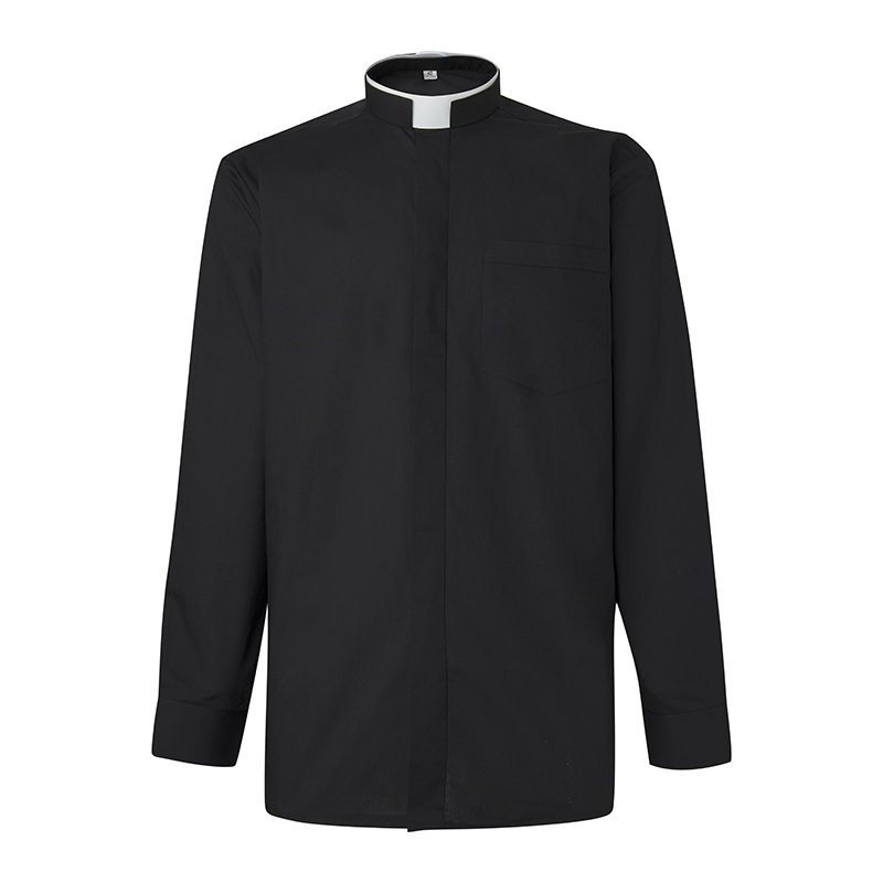 Camisa manga larga cuello romano negro