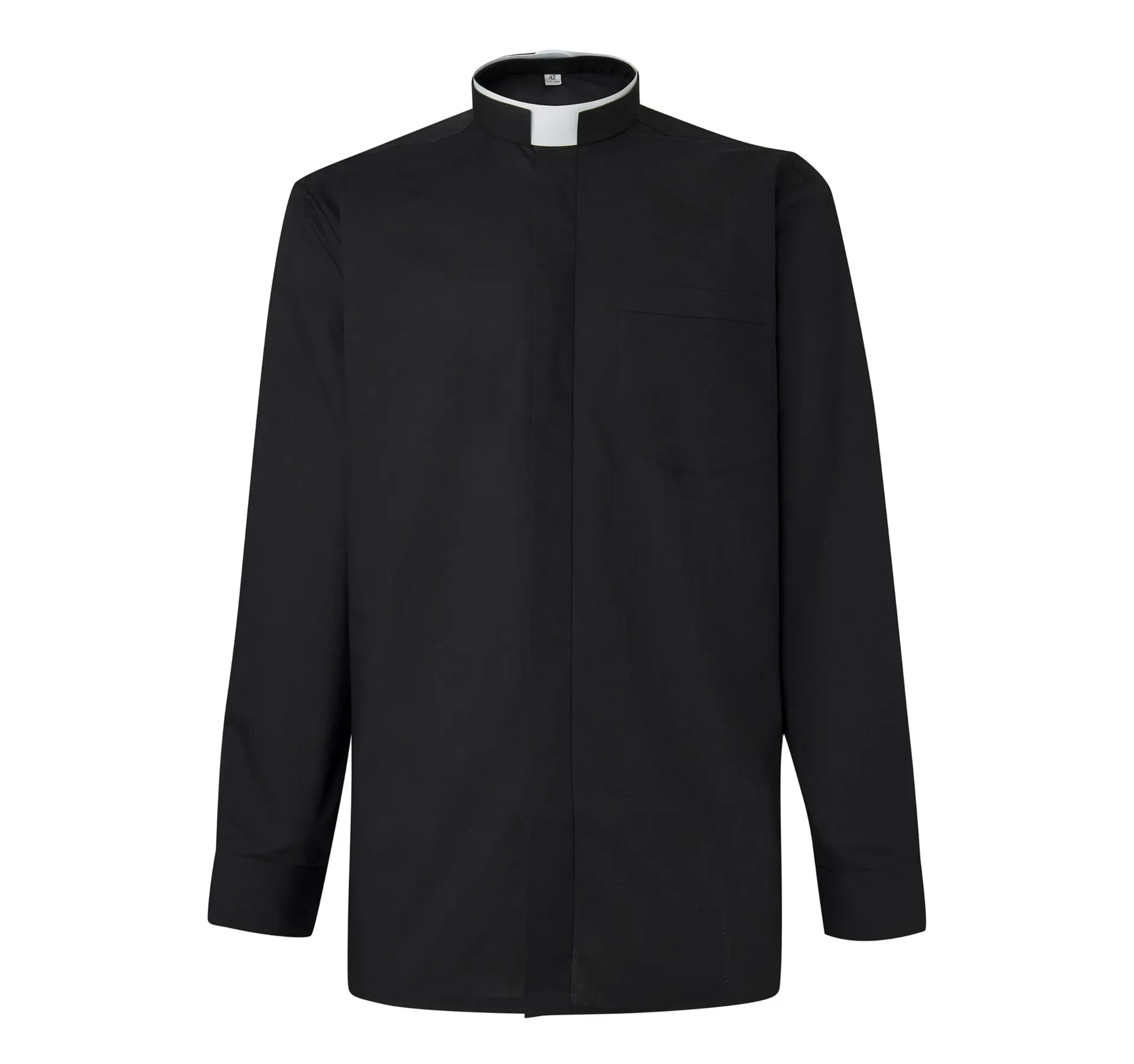 Camisa manga larga cuello romano negro