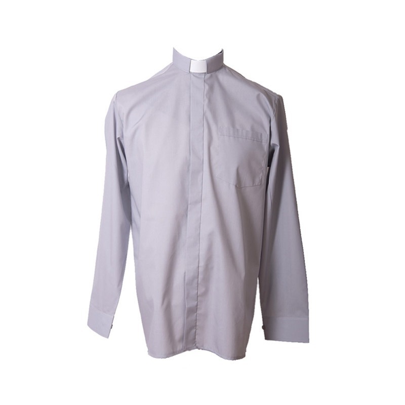 Camisa manga larga mezcla gris claro