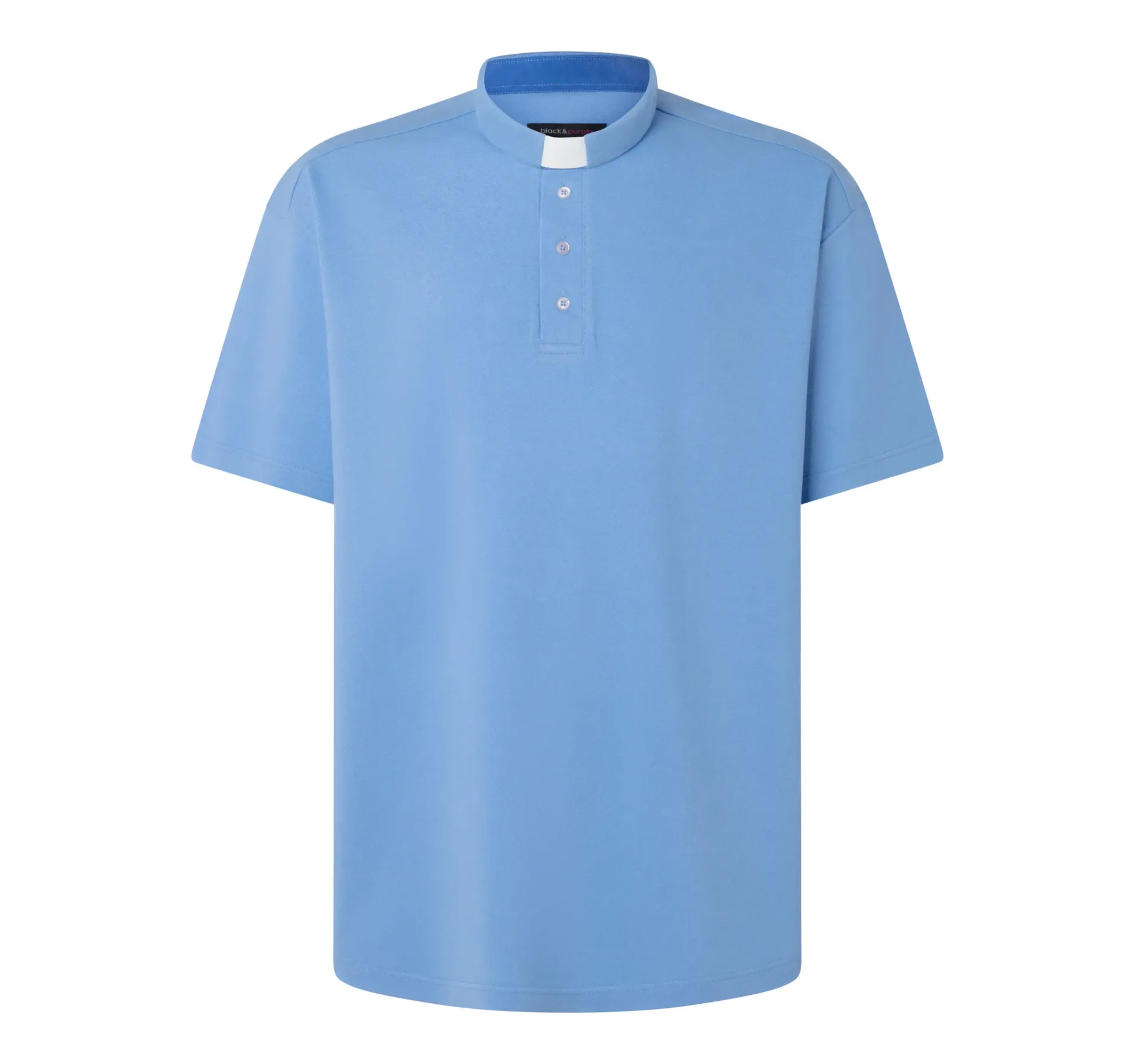 [1082] Polo Priester Kurzarm Hellblau