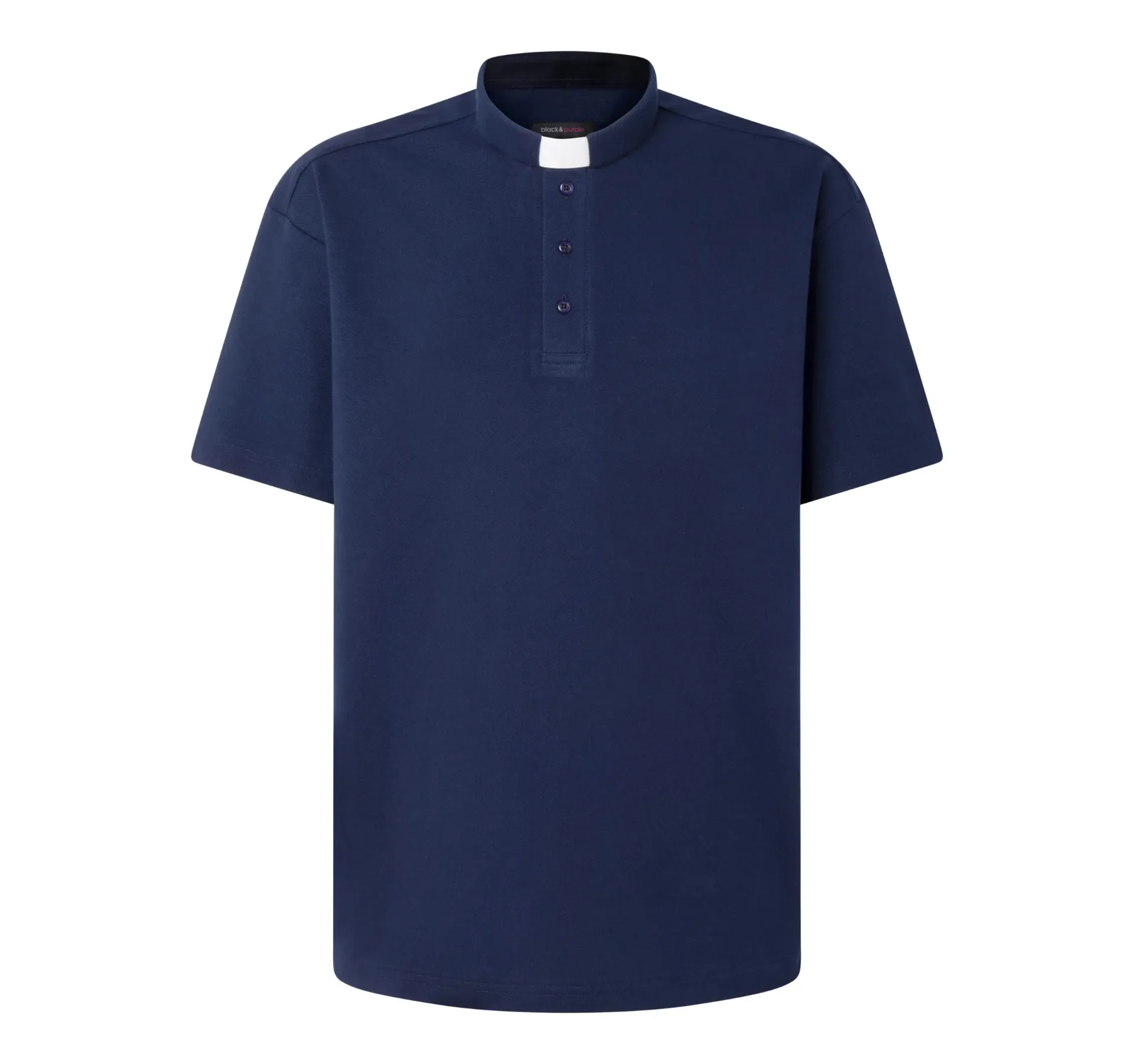 Polo Sacerdote Manga Corta azul marino