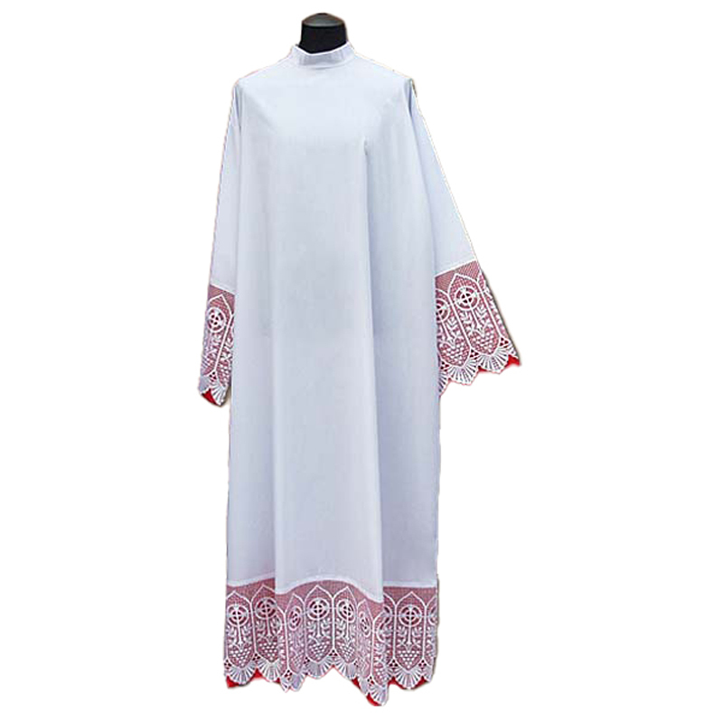 Alba sacerdote puntilla roja