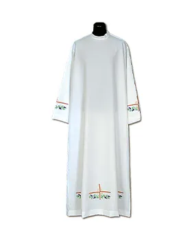 [3940] Alba sacerdote bordada cruz roja uvas (164)
