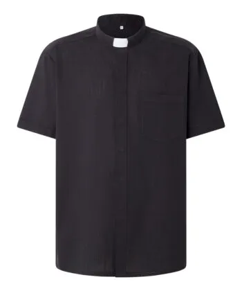 camisa manga corta lino negro