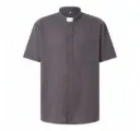 camisa manga corta lino gris oscuro