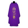 Casulla morada de lino JHS espigas
