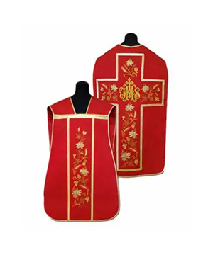 Casulla de guitarra roja JHS flores espigas