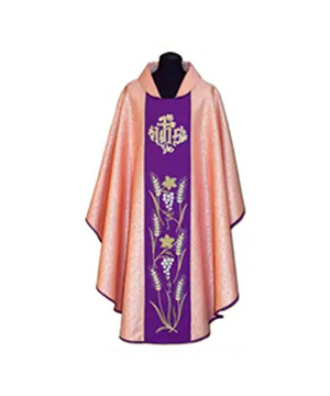 Casulla rosa y estolón morado JHS espigas