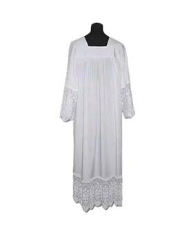 Alba sacerdote blanca dobleces puntilla