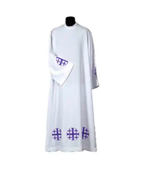 Alba sacerdote cruz morada