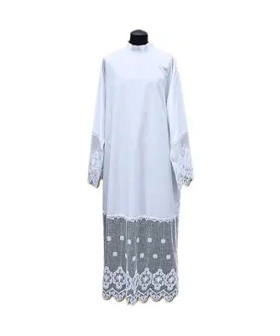 Alba sacerdote puntilla negra grande