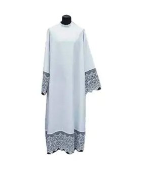 Alba sacerdote puntilla negra mangas e inferior