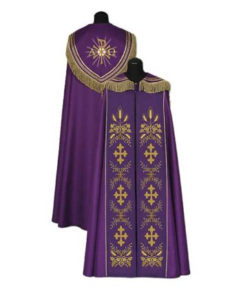 Capa pluvial morada alfa omega