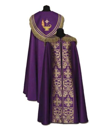 Capa pluvial morada lámpara fuego