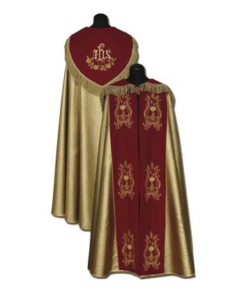 Capa pluvial roja y dorada JHS y espigas