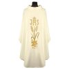 Casulla blanca de lino JHS espigas