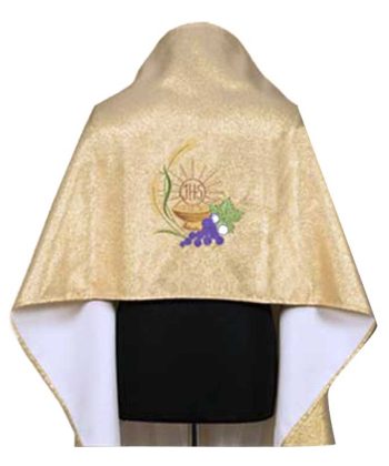 Paño de hombros dorado JHS uvas