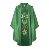 Casulla verde damasco JHS cruz