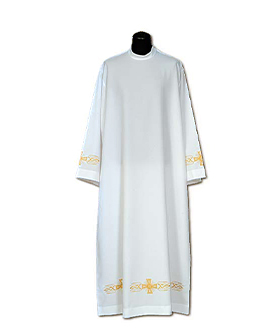 Alba sacerdote bordada cruz pez