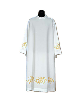 Alba sacerdote bordada cruz flor