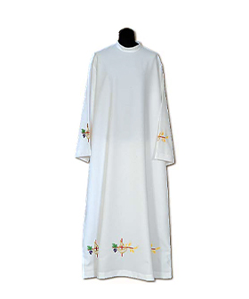 Alba sacerdote bordada cruz roja racimo
