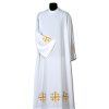 Alba sacerdote bordada cruz marron