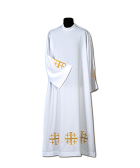 Alba sacerdote bordada cruz marron