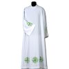 Alba sacerdote bordada cruz verde
