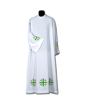 Alba sacerdote bordada cruz verde
