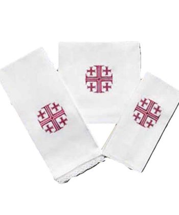 Corporal purificador manutergio cruz jerusalén morada