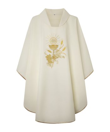 Casulla de sacerdote blanca bordada