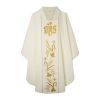 Casulla de sacerdote blanca bordada en dorado