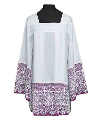 Roquete sacerdote puntilla rojo JHS