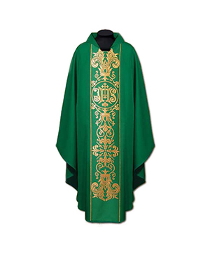 Casulla de sacerdote verde JHS
