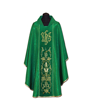 Casulla verde damasco JHS