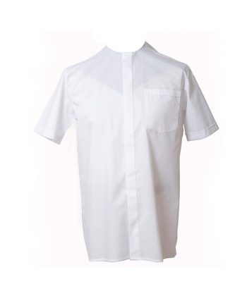 Camisa manga corta cuello romano blanca