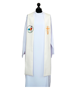 Estolón de color blanco con impresión de logotipo oficial Jubileo 2025