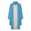 Casulla celeste con patrón dorado