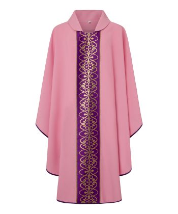 Casulla Rosa con patrón morado